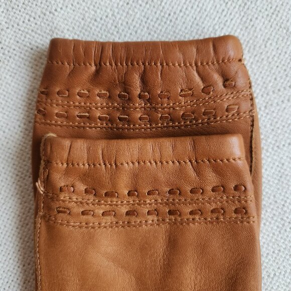 Vintage Tan Whipstitched Leather Gloves – S - Picture 4 of 9